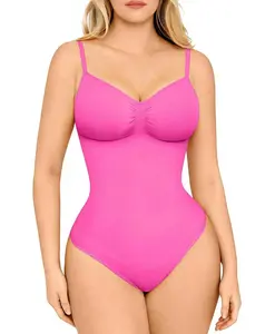 Seamless One-Piece Tummy Tucking Bodysuit Comfort Sleeveless Tops Shapewear for Women Soft V Neck Simple Comfy Sculpting Snatched Waistline Elegance