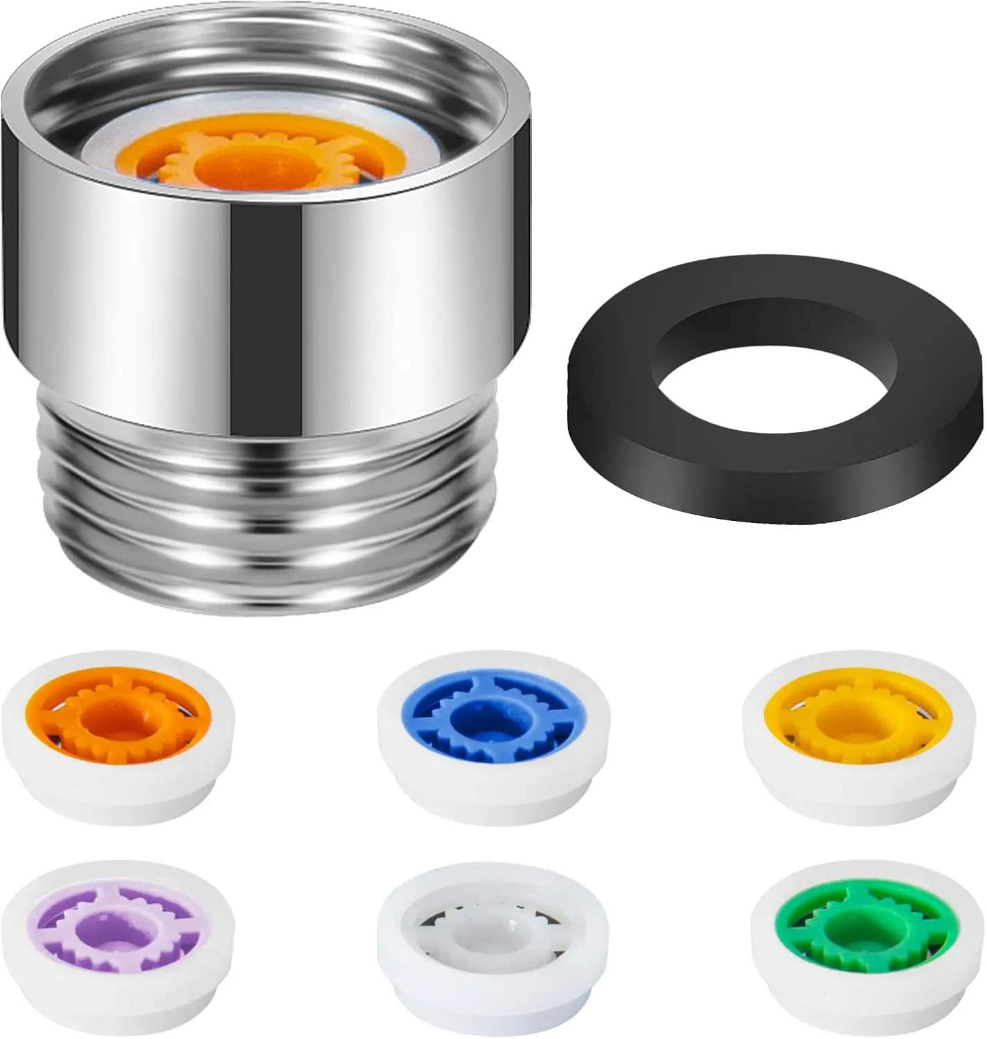 7 Shower Flow Reducer Limiter Set, Water Flow Saver Adapter: Flow Reducer Limiter- 1/2 Inch Flow Restrictor, Control Valve for Fixed Shower  Handheld Shower 1.2/1.5/1.8/2/ 2.2/2.5 GPM