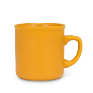 212 MAIN Classic Stoneware Ceramic Mug - 3.5 in. Matte Dark Yellow Reusable Washable Cup, Stylish Kitchen Drinkware for Coffee, Tea
