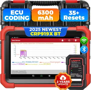 LAUNCH X431 CRP919XBT Elite OBD2 Scanner Car Wireless with ECU Coding, 35+ Resets, CANFD&DOI, DBScarVII, FCA AutoAuth, and IMMO Features