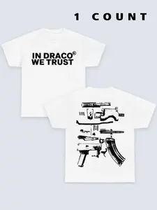 Men's Letter Graphic Print Round Neck Tee, Regular Fit Casual Drop Shoulder Short Sleeve T-shirt, Men's Summer Top for Daily Wear, Casual Style Tee