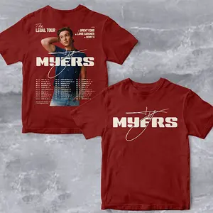 Ty Myers The Legal Tour 2026 2 Sided Graphic Tee Pure Cotton Fabric Casual Street Style Crew Neck Short Sleeve T-Shirt Tops Trendy for Women for Men