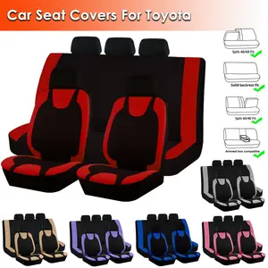 For Toyota RAV4 2000-2023 Car Seat Covers, Full Set Breathable Polyester Cloth Protectors Split Rear Bench Seat Auto Car Interiors Accessories Fit for Most Cars