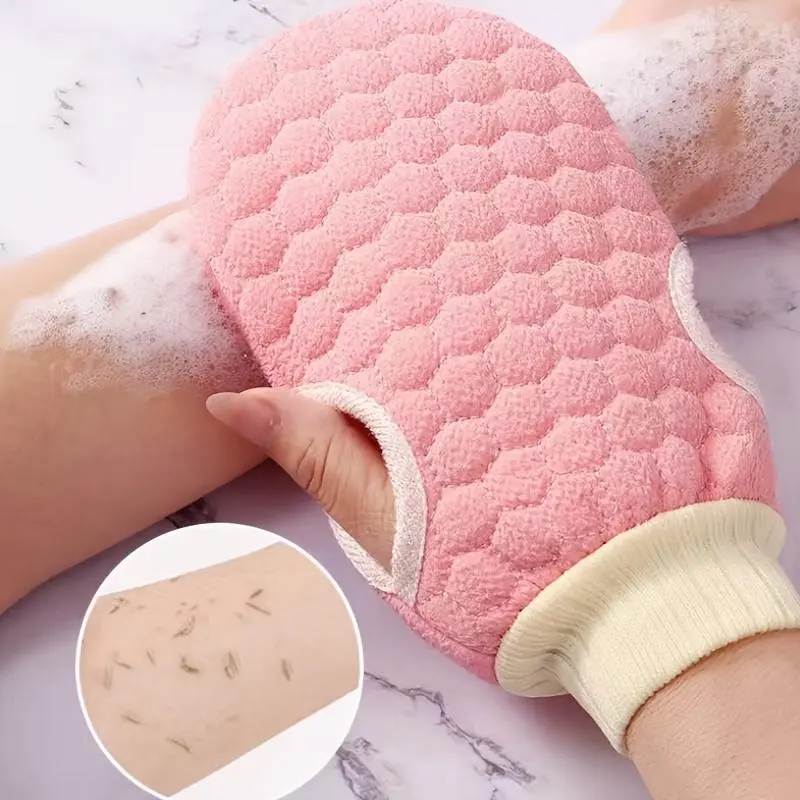2pcs Double-Sided Bath Gloves, Heavy-Duty Adult Bath Scrubber, Household Bath Towel, Public Bathhouse Shower Glove, Exfoliating Back Scrubber Tool
