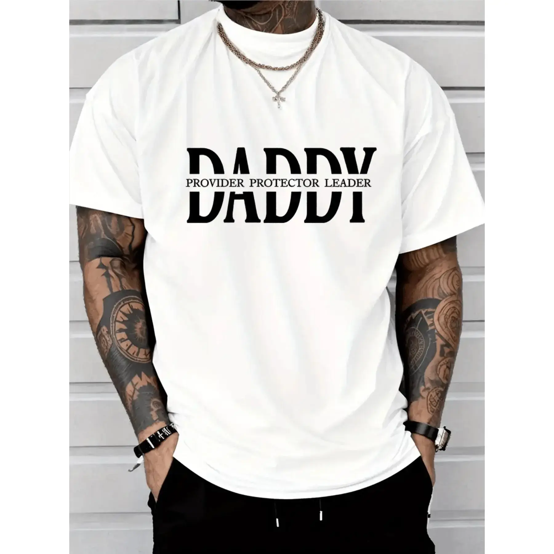 SageSprint PAYEAH Men's Cotton Round Neck T-Shirt - Menswear, Casual, Streetwear Sports Top, Daddy Husband Protector Hero Fathers Day Gift for Him (Single Piece), Tshirt Black Crewneck