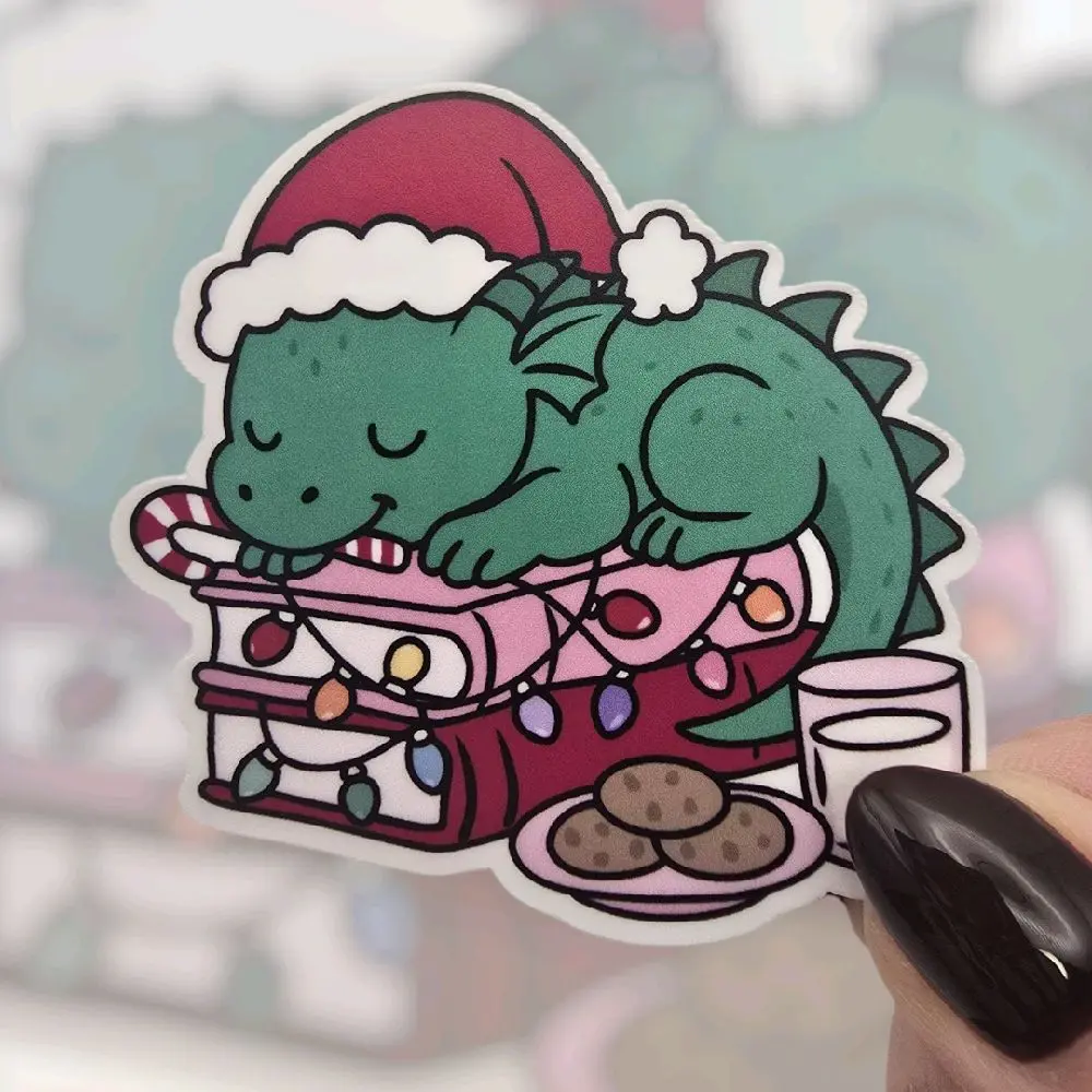 Christmas Book Dragon | Waterproof Stickers for kindle | Laptop Decal | Tumbler Sticker | Ereader Accessory | Sarcasm | Trendy Casing | Winter | Stocking Stuffer Smartphone Cellphone Screen Protector