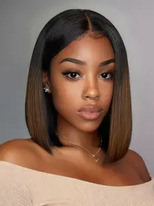 1b/30 Gradient Color 4x4 Front Lace Straight Frontal Straight Bob Wigs, 100% Human Hair, Perfect for Daily Wear, Parties, Dates, Cosplay