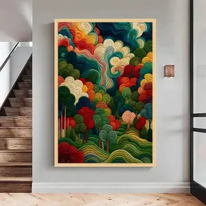 [SALE UP TO 50% + FREE SHIP] Colorful Abstract Forest, Textured Landscape Wall Art, Vibrant Nature Scene posterrr