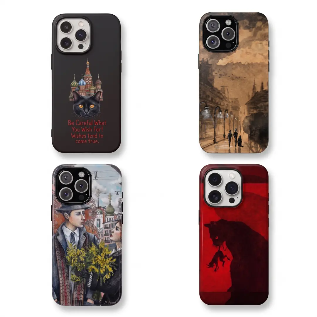 The Mater and Margarrita Phone Case for iPhone 16 15 14 Pro Max 13 12 11 XR XS Plus, Dark Academia Russian Literature Vintage Art Bookish Gift