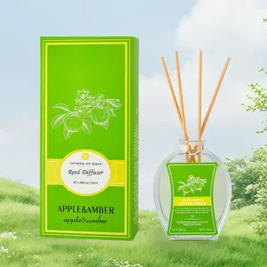 Apple & Amber Reed Diffuser, 100ML, Crisp Apple + Warm Amber Scent, Flame-Free, Long-Lasting, Ideal for Dorm, Bedroom, Office, Gift
