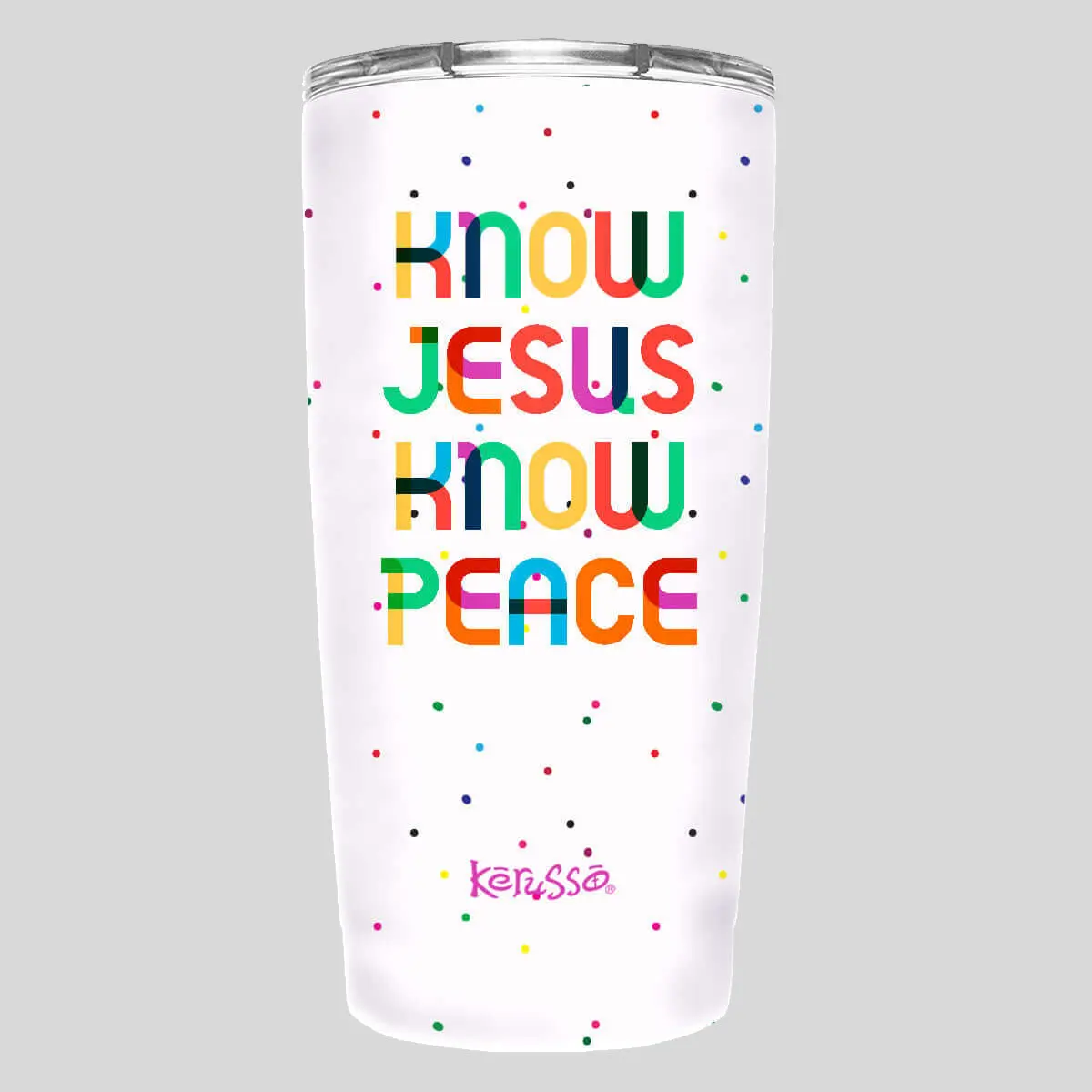 Kerusso 20 oz. Capacity Stainless Steel Thermal Vacuum Flask - Acrylic Slide Lid, Portable Chic Christian Believer Peace-Themed Coffee Tumbler for Adults, Ideal for Outdoors