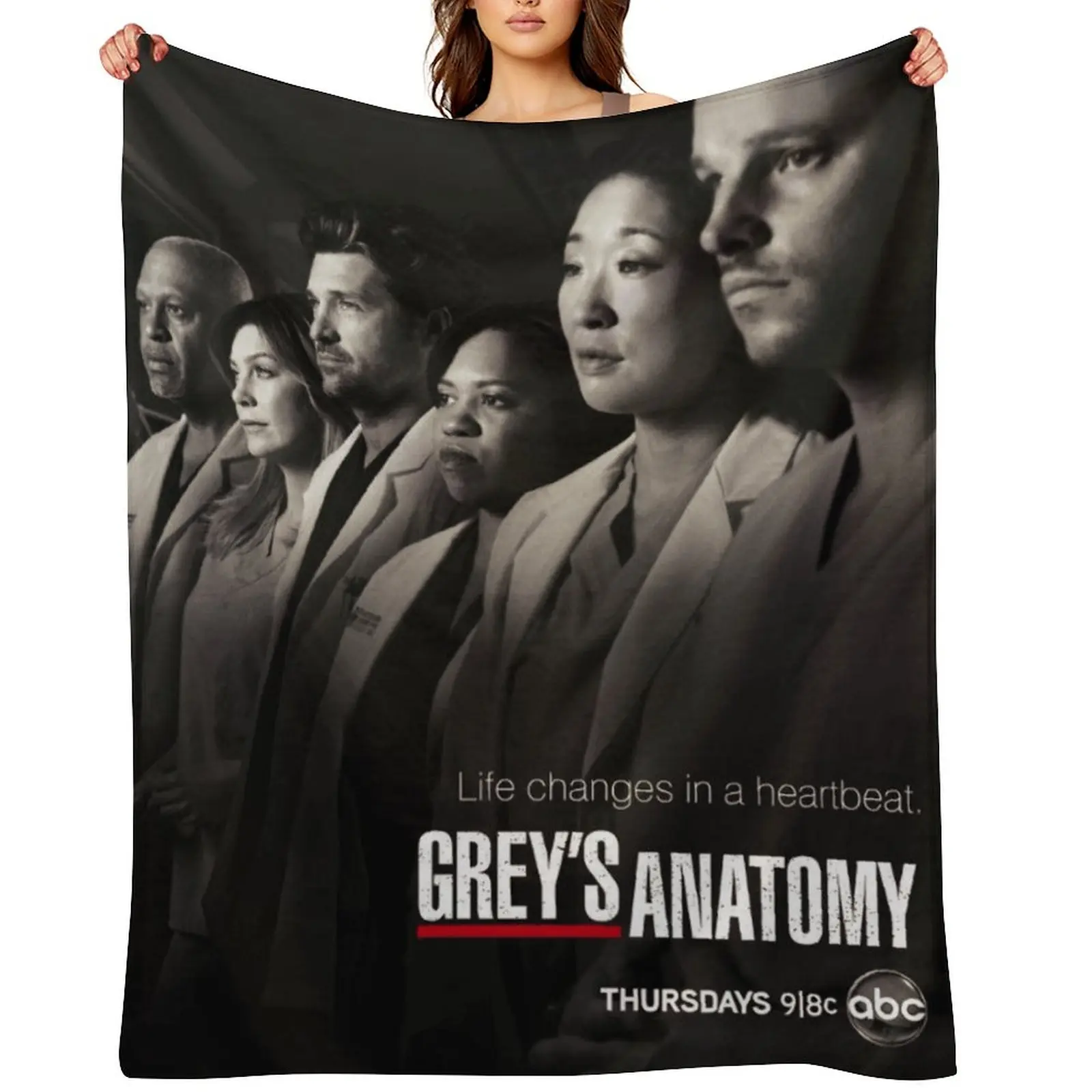 Grey's Anatomy Patterned Soft Fluffy Fade Resistant Lightweight Flannel Throw Blanket - Versatile for Home, Travel | D910-504, Soft Fluffy Blanket