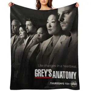 Grey's Anatomy Soft Fluffy Flannel Throw Blanket - Patterned, Warm, Versatile for Home, Travel | D910-504, Soft Fluffy Blanket