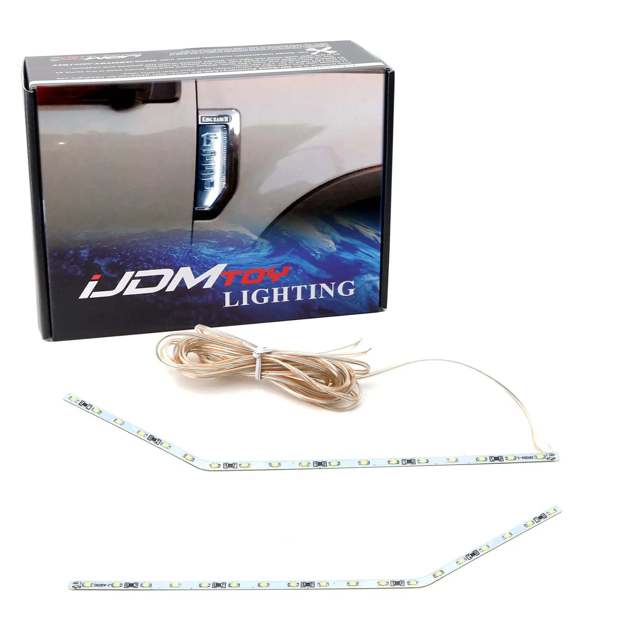 iJDMTOY Xenon White LED Background Illumination Kit For 2017-2021 Ford F250 F350 F450 Super Duty Side Fender Chrome Emblem
