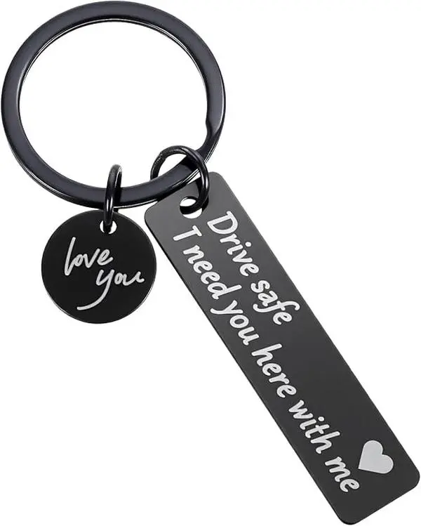 Stylish Engraved Keychain with Safe Message - Gifts for Boyfriend, Husband, Dad | Romantic Keychain Jewelry, Birthday Gift Ideas & Fathers Day Present