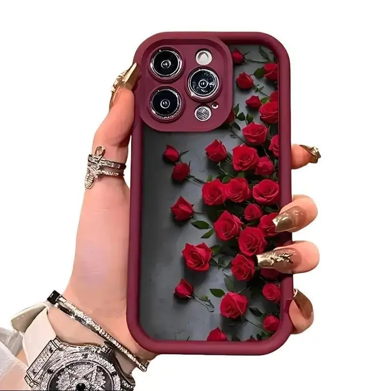 Red Rose TPU Smartphone Case - High-Quality Stylish Accessory with Protection for iPhone 17,16,16Pro,16ProMax,16Plus,15,15Plus,15Pro,15ProMax,14,14Plus,14Pro,14ProMax,13,13Pro,13ProMax,12,12Pro,12ProMax,11,11Pro,11ProMax,7/8Plus,XR,Xs,XsMax, Accessories