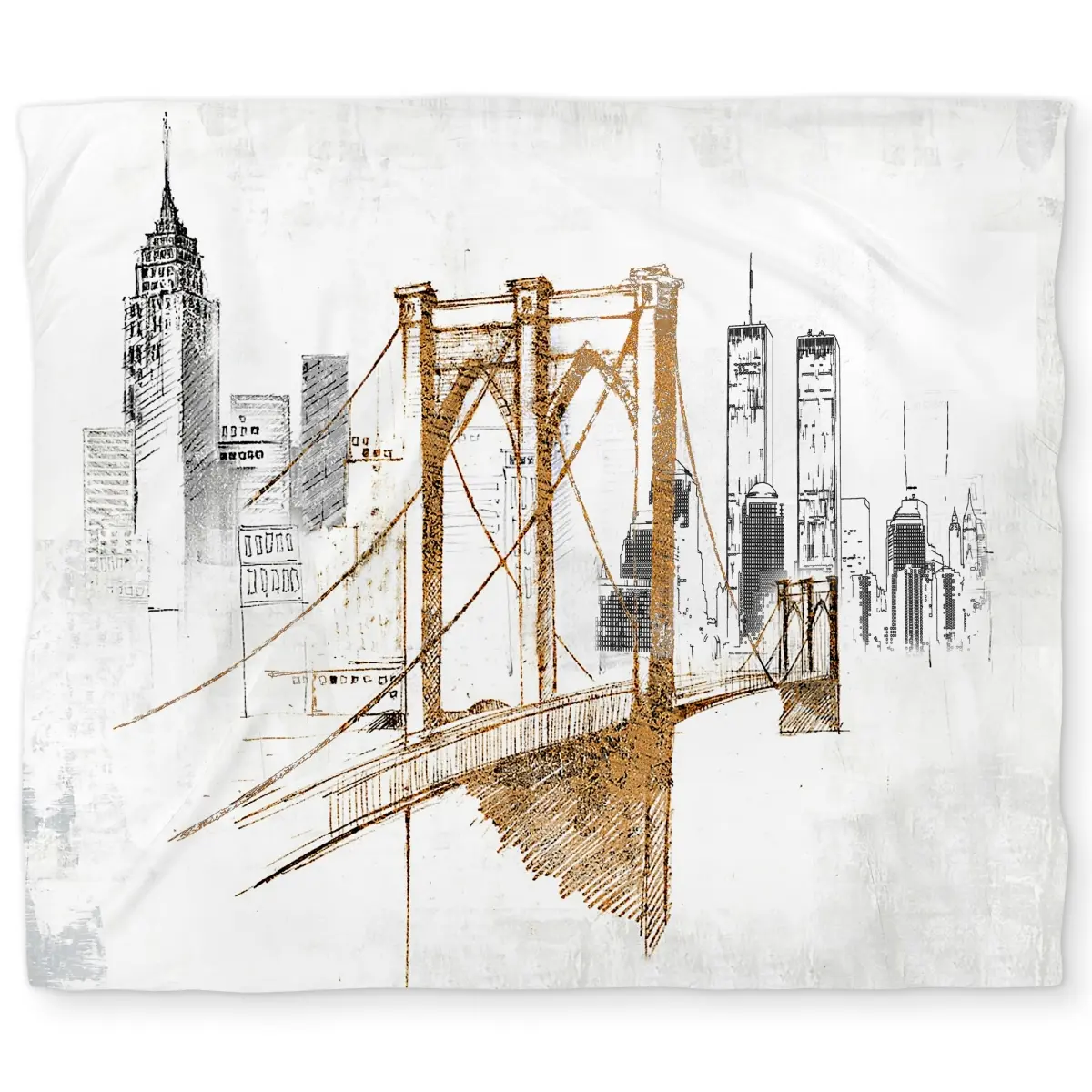 Begin Home Decor C1DCKSW0RYA5L9 Brooklyn Bridge Blurry Sketch Gray King Size Decorative Duvet Cover - Textiles & Soft Furnishings Bedding Linens Duvetcover