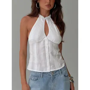 Call You Up Keyhole Backless Top White
