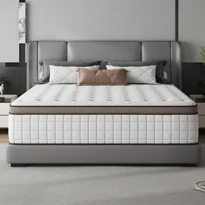 12"14" Queen Mattres Twin Full Queen King Size Bed Mattress In A Box, Hybrid Pocket Spring Breathable Cotton Layer Mattress For Motion Isolation & Silent Sleep, Lumbar Support & Pressure Relief, Medium Firm