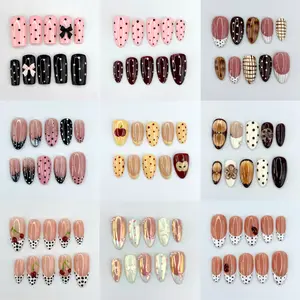 Polka Dot Press-On Nails Collection, Nude Pink Brown Base with Classic Dot Patterns, Minimal Cute Everyday Style Nails, Handmade Press-On Nails, Gift for Her