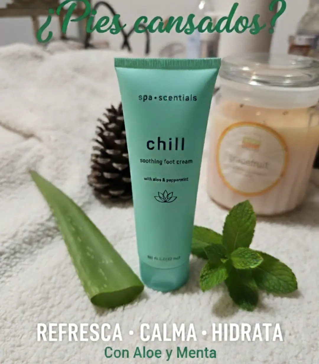 Spa Scentials Chill Soothing Foot Cream with Aloe & Mint Hydrates Refreshes Tired Feet Relief Ideal for Daily Use