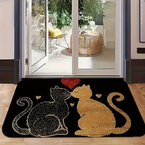 Two Adorable Kittens Door Suitable for Indoor/Outdoor Use - Cute Cat with Two Cats, Machine Washable Soft for Front Door,, - & Pet-Friendly Entryway