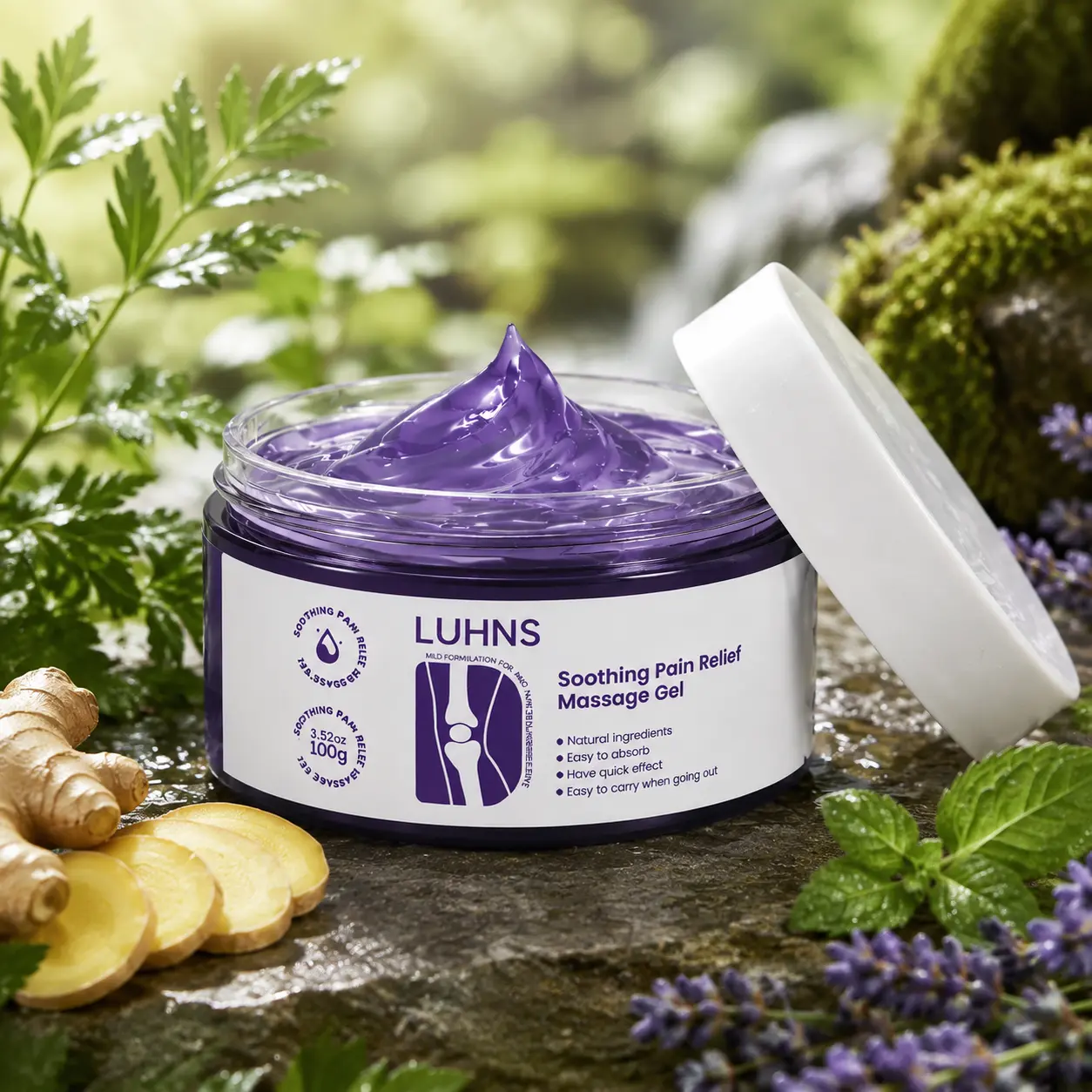 Relaxing Massage Gel, Refreshing Body Massage Cream Gel for Daily Skin Care, Fast‑Absorbing Gentle Body Care Gel for Home & Outdoor Use, 100g
