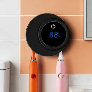 Toothbrush Sterilizer & Holder, Wall-Mounted Toothbrush Cleaner and Dryer for and Travel, with LED Screen, Fits for Any Type Toothbrushes (Black)