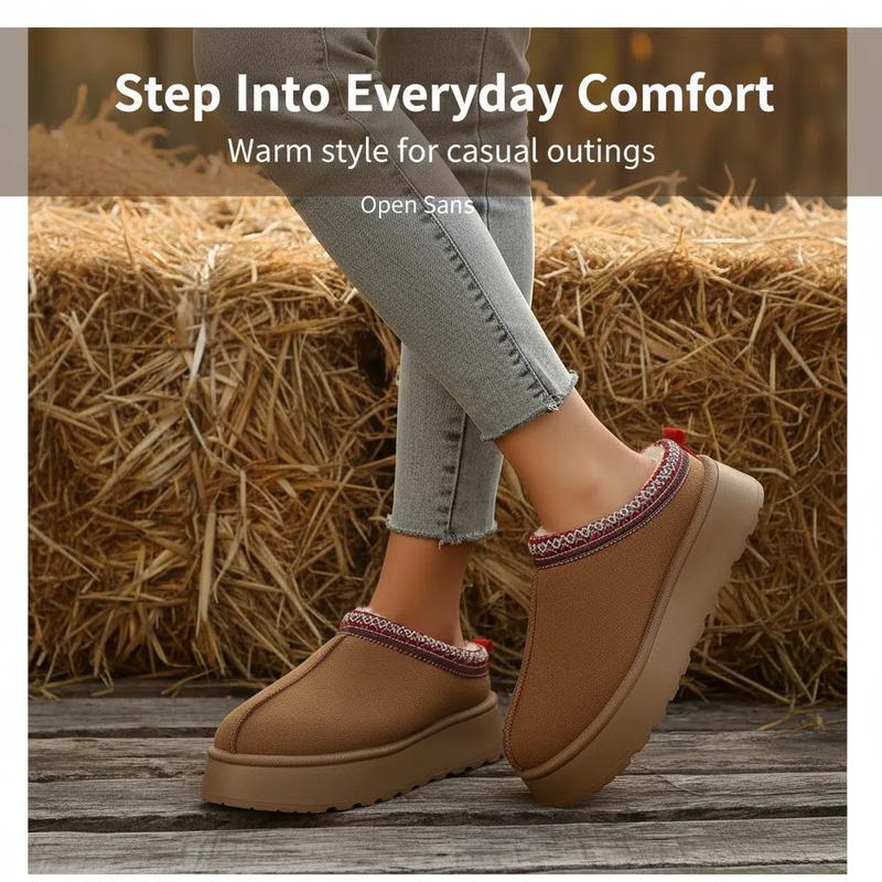 Women's Fuzzy Slippers Genuine Suede Leather Mini Boots Mens Fur Lining Winter Mules Cozy Warm Shoes for Indoor Outdoor thick flat slipper trending shoes womens sneakers cute shoes