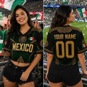 Women’s Custom National Soccer Crop Top Jersey – Personalized Name & Number Athletic Game Day Tee, Lightweight Sports Fan Shirt, Casual Activewear Top