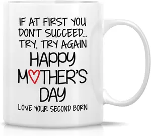 Retreez Funny Mug for Mom from Second-Born - Mother's Day Mug - 11 Oz Ceramic Coffee Cups For Best Mom In The World - Thank-You, Appreciation gifts for Mom From Second-Born Child - Mother's day gift