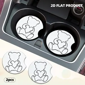 Cute Teddy Bear Heart - shaped Placemats, 2pcs Colorful Patterned Table Mats, Minimalist Smooth - lined Design, Perfect for Kitchen & Dining Use, Add a Sweet Touch to Your Table Setting