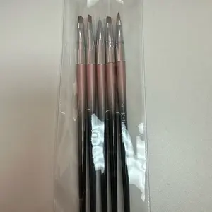 Set Nail Art Clean Up Brushes, 5 PCS Nail Brush For Cleaning Polish Mistakes on the Cuticles, Flat/Oval/Fine Angled Gel Nail Brushes For Nail Art Design Painting and DIY Tools