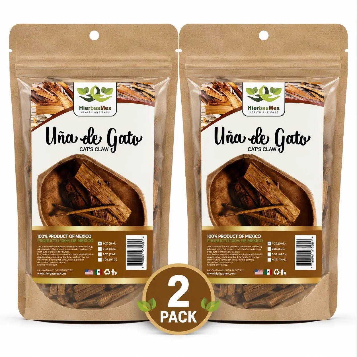 2 Pack Una de Gato Cat's Claw Uña de Gato Herb Herbal Tea 4 oz.-113g Natural Mexican Herb Hierba Wild Crafted Nourishing Tea Revitalizer Tea