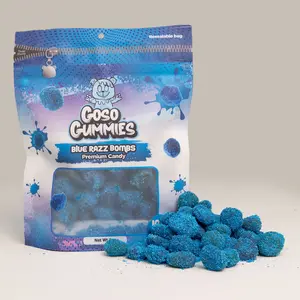 Goso Gummies SWEET Viral Blue Razz Gusher Bombs 6oz - *NON SOUR* - Chewy Candy Goso Gummies SWEET Viral Blue Razz Gusher Bombs 6oz - *NON SOUR* - Chewy Candy