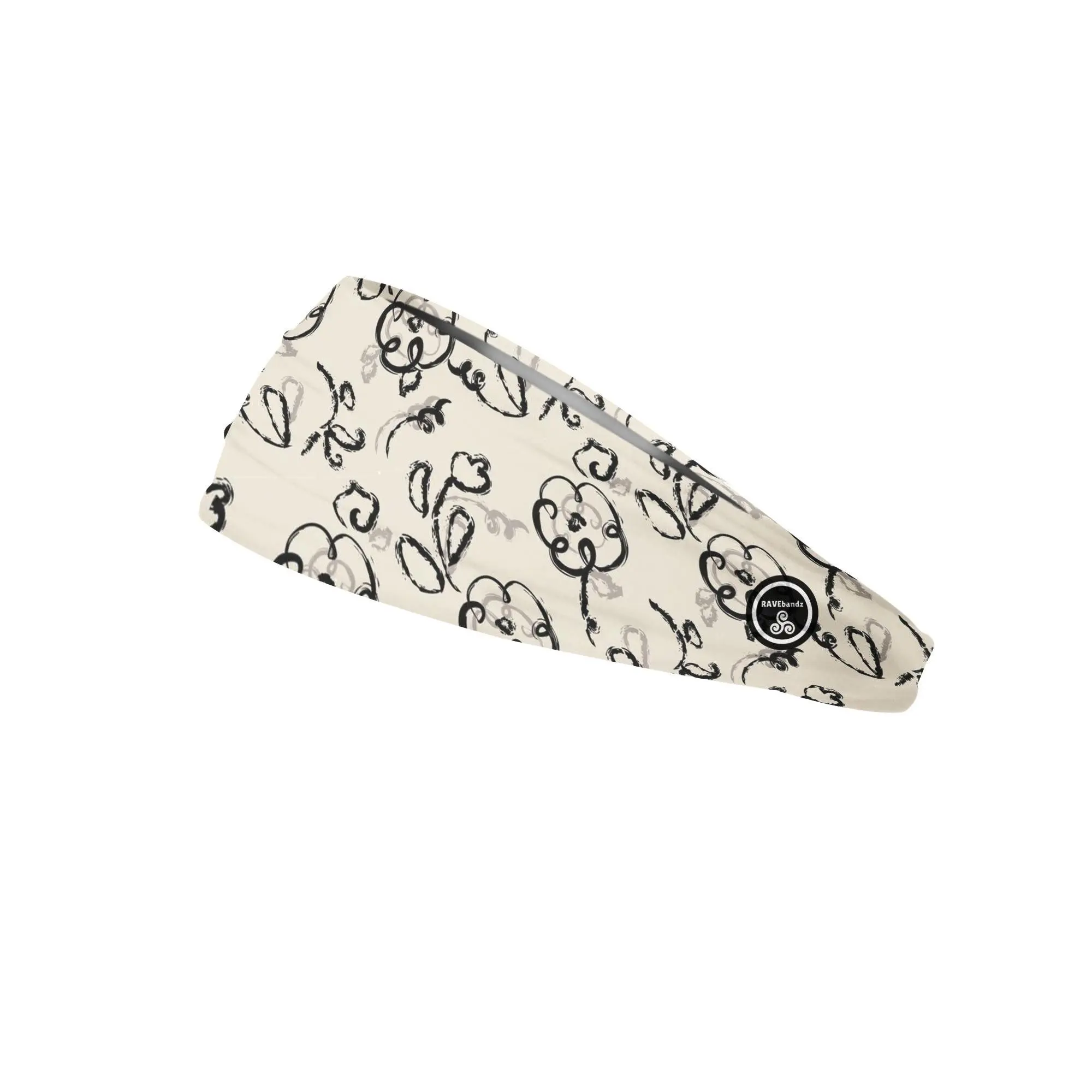 RAVEbandz The Pro - Wide Stretch Headband (Hand Drawn Flowers)