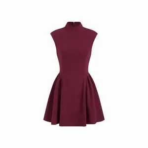 Cider High Neck Ruffle A-line Mini Dress