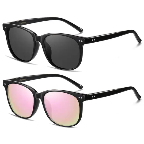 HAOLOTA Women's Vintage Casual Classic Retro Sunglasses 2-Pair Gift Set - UV400 Protection, TAC Lenses, Lightweight PC Frame, Hair-Friendly Finish, Glare Control for Driving, 45mm x 54mm, Comfortable Gender Neutral Option