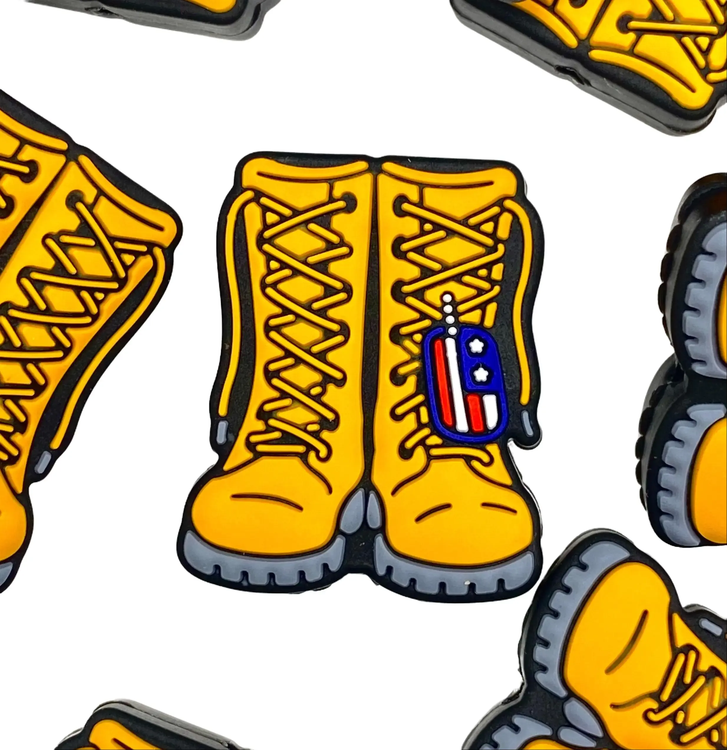 1pc Work Boots, Not Suits! Silicone Focal Beads - American Construction Boots DIY Beaded Pen Supplies Keychains