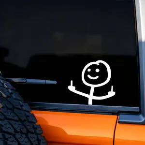 Middle Finger To The World Funny Sticker, Car Door Window Decal, Universal Car Exterior DecorationAccessories