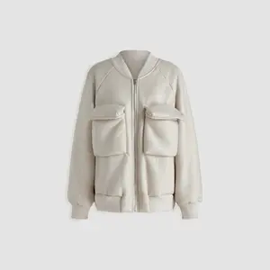 Cider [size 2-10] Fleece Stand Collar Solid Pocket Bomber Jacket