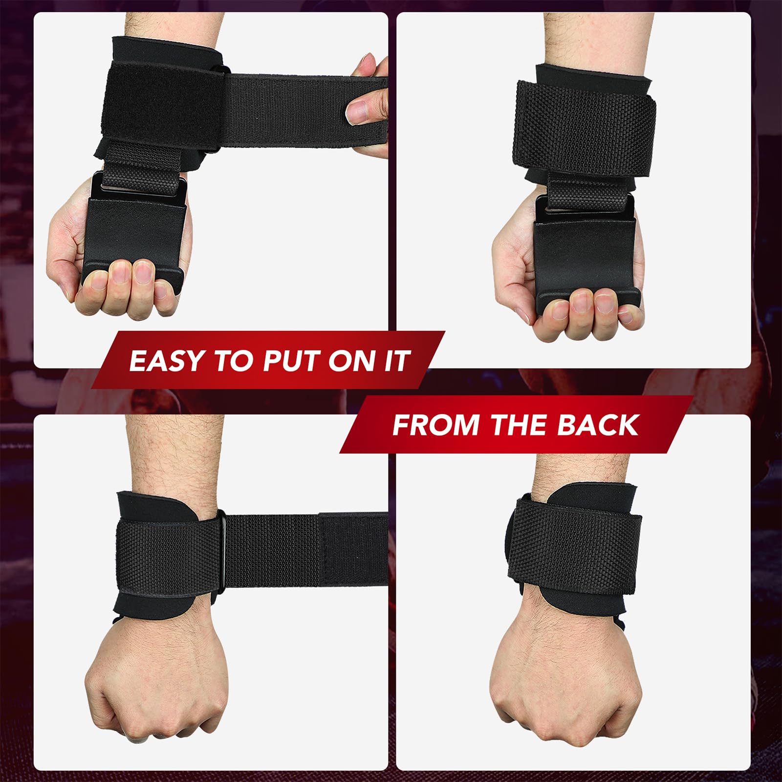 Weight Lifting Hooks With Wrist Straps – Heavy Duty Gym Hooks For Deadlifts, Pull Ups, Shrugs & Powerlifting – Non-Slip Grip Strength Support For Men & Women Weight Lifting Hooks With Wrist Straps – Heavy Duty Gym Hooks For Deadlifts, Pull Ups, Shrugs & Powerlifting – Non-Slip Grip Strength Support For Men & Women