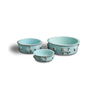 Dog Ceramic Food & Water Bowls - Blue