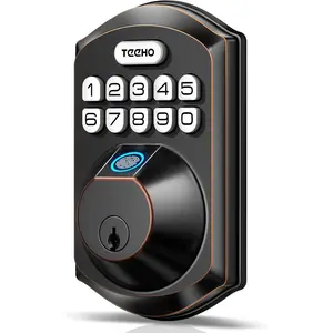 TE002 Fingerprint Door Lock - Keyless Entry Door Lock -  Keypad Deadbolt -  Locks for Front Door - Auto Lock - Easy Installation - Oil-Rubbed Bronze