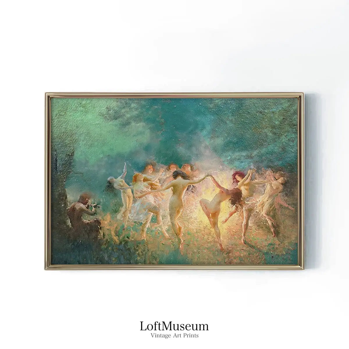 Fire dance (1889) Painting, Vintage Painting Nymphs Dancing Wall Art