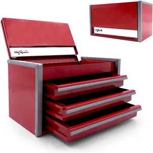 Red Mini Metal Tool Box with 3 Drawers and Top Storage, Portable Tools Storage and Organizers, Home DIY (red, 3 drawer)