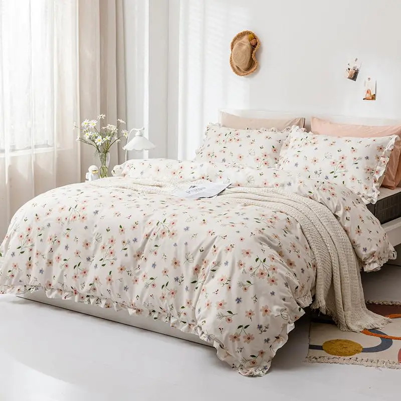 Flower Print Duvet Cover Set, 1 Set Soft Quilt Cover, Bedding Sets Including Duvet Cover & Pillow Case without Filler for Bedroom Dormitory
