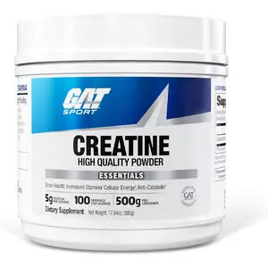 NEW 2026!!! GAT SPORT Creatine Monohydrate 500 Gram Powder, Strength, Brain Health, Anti-oxidant, Endurance, for Men & Women, Unflavored, 100 Servings