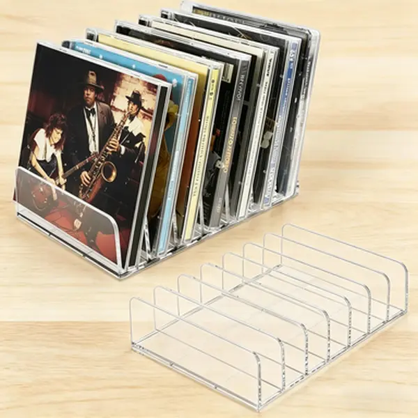 Multifunctional Transparent Acrylic CD Storage Stackable Rack - Compact 3-Layer Rectangle Office/Commercial Furniture Cabinet-Rack from B Surprise Store, Free Random Daily Gift Breathable Soft Cotton Socks, Separate Shipment Available