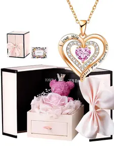 Inscribed Heart-Shaped Birthstone Necklace - A trendy and stylish gift for women, a personalized piece of jewelry, perfect for mothers, wives, grandmothers, and girls. Also suitable as a Christmas, Valentine's Day, or Mother's Day gift.